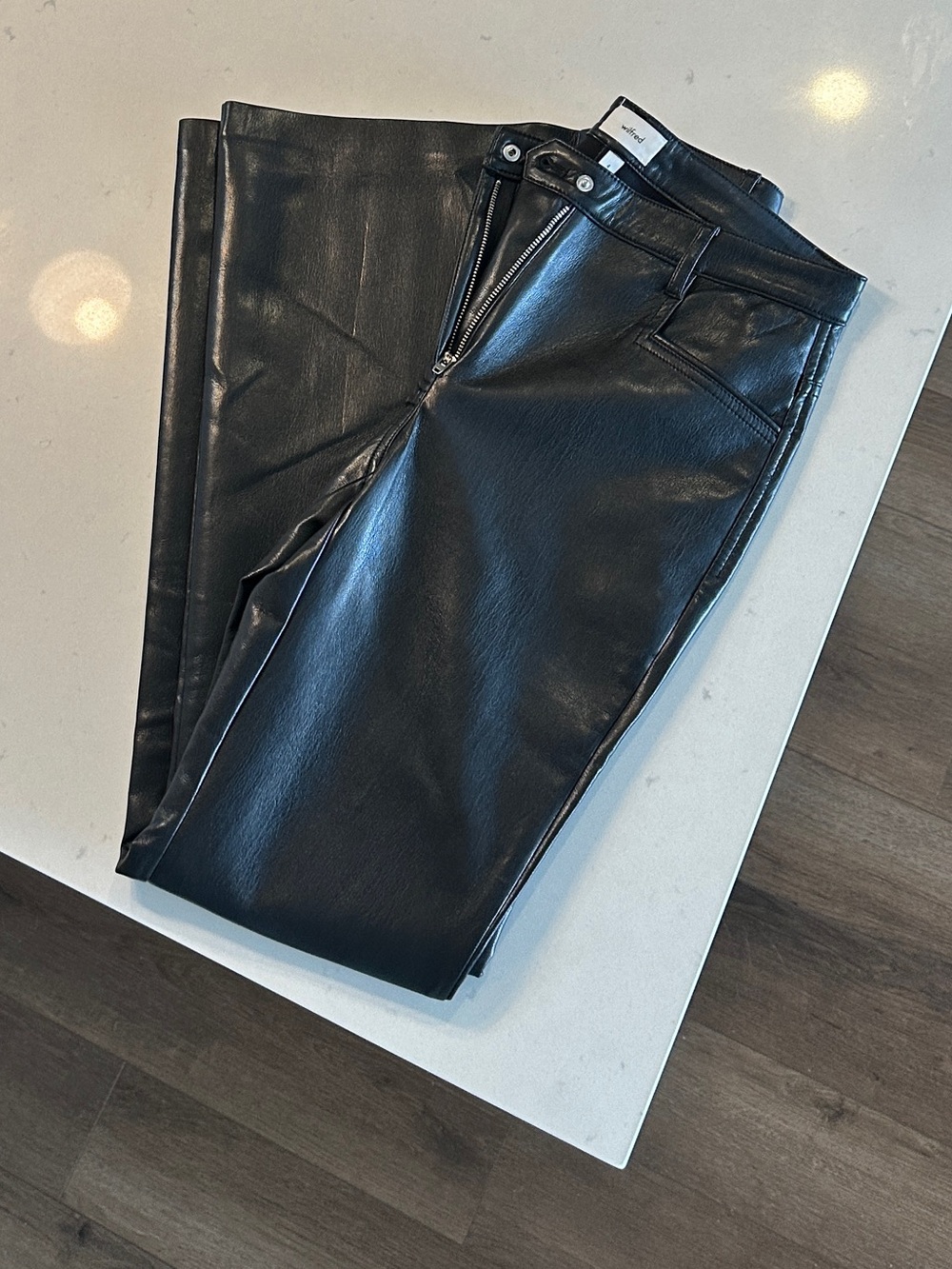ARITZIA WILFRED BEATRIX VEGAN LEATHER FLARE PANT